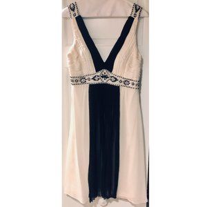 Sue Wong Beaded Black and White Dress, Size 0